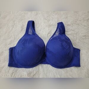 Cacique Boost Plung 44DD Wide Back Coveage like New Deep Blue Lace Bra